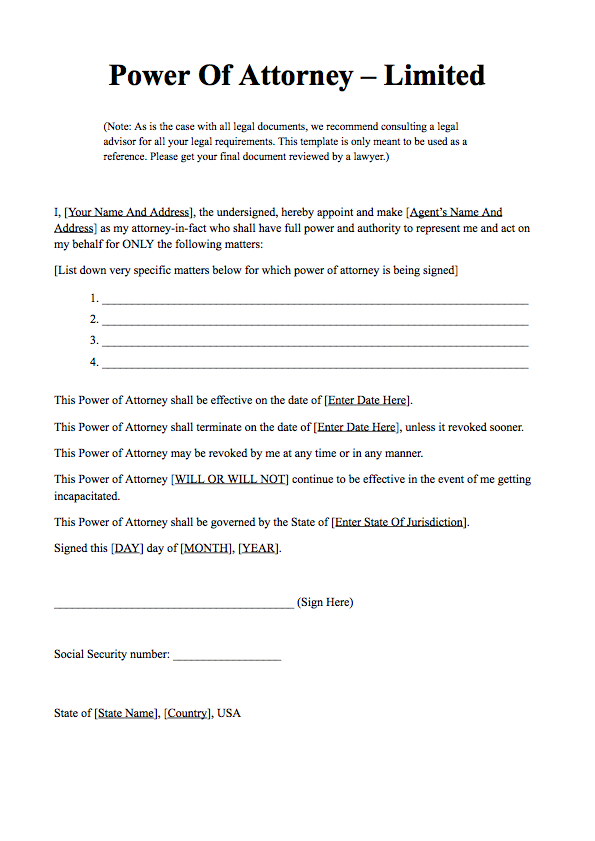 Simple Power Of Attorney Forms Free Printable